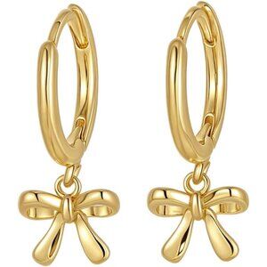 Chic Gold Bow Hoop Earrings - Hypoallergenic & Lightweight for Effortless Style
